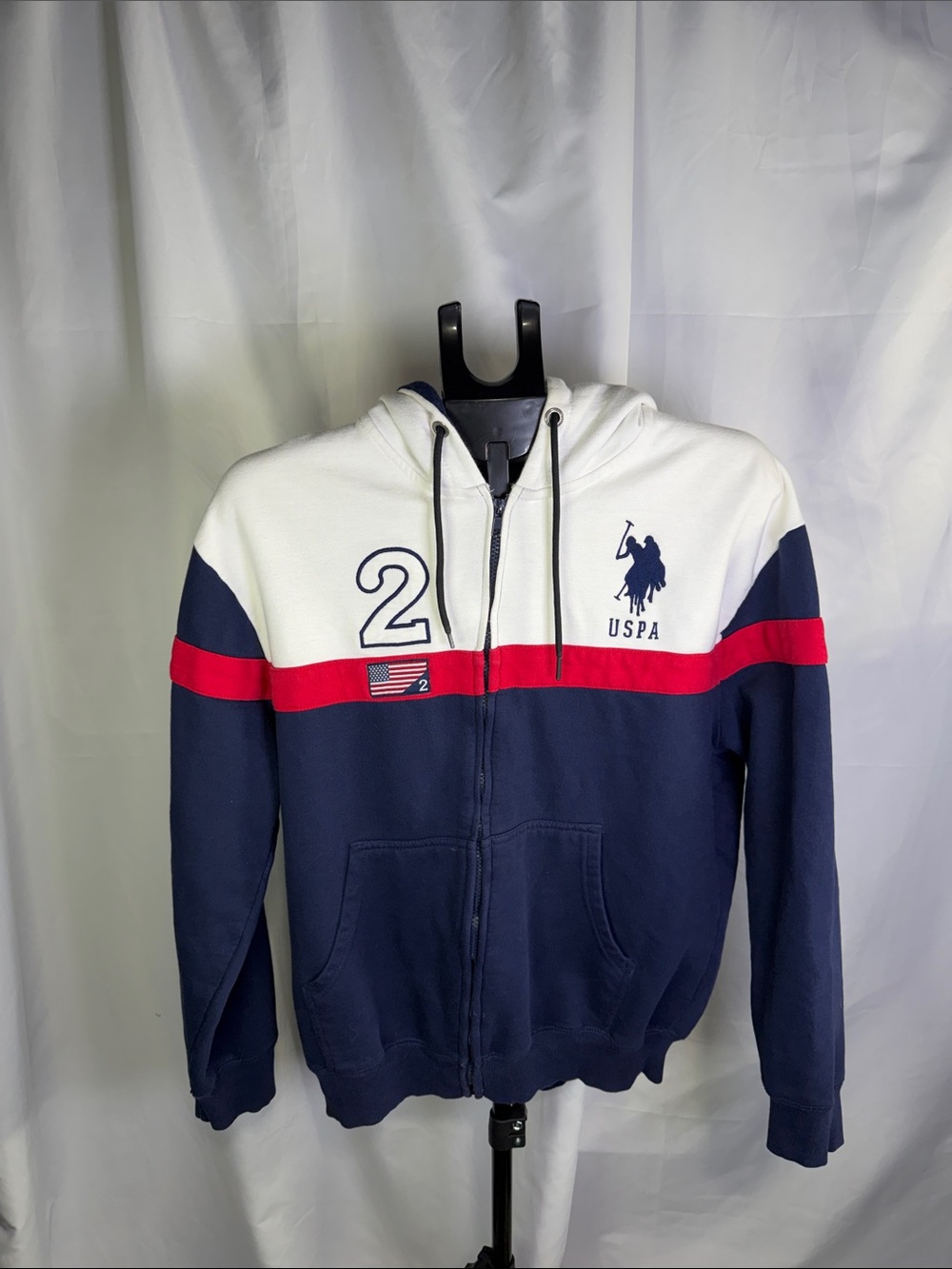 U.S. Polo Assn. Navy, White & Red Zip-Up Shirt Jacket